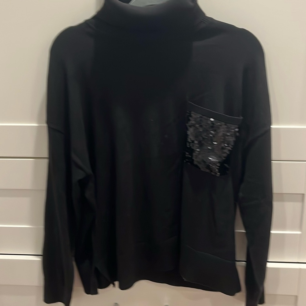 DKNY Black sweater with sequin pocket